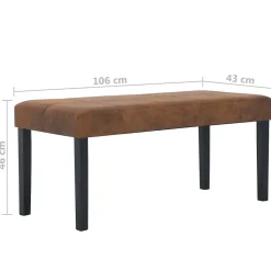 vidaXL Banc 106 cm Marron Similicuir daim