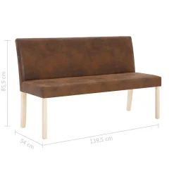 vidaXL Banc 139,5 cm Marron Similicuir daim