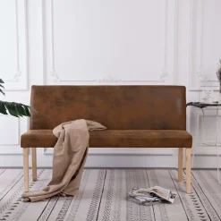 vidaXL Banc 139,5 cm Marron Similicuir daim