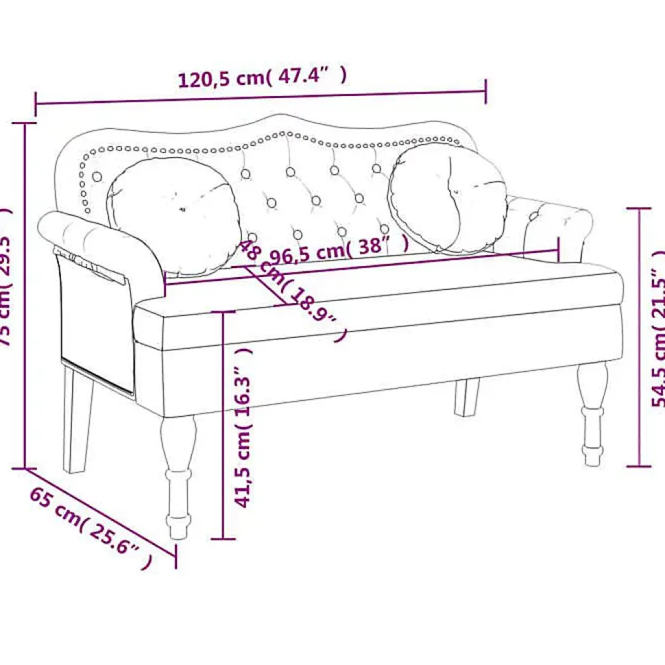 vidaXL Banc avec Coussins, Canapé avec Accoudoir et Dossier, Banquette avec Pieds en Bois, Siège de Salon Salle de Séjour, 372141