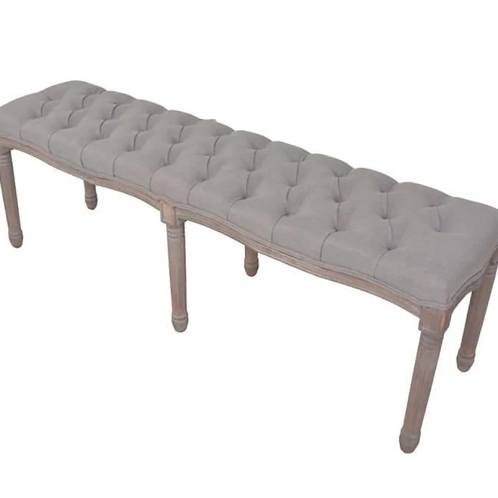 vidaXL Banc Lin Bois solide 150x40x48 cm Gris foncé