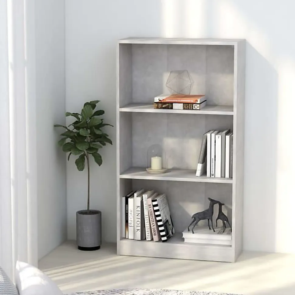 VidaXL Bibliothèque à 3 niveaux Gris béton 60x24x108 cm Aggloméré