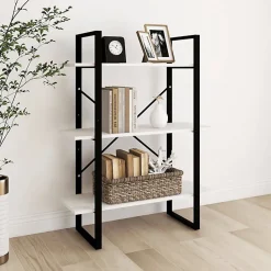 VidaXL Bibliothèque à 3 niveaux Blanc 80x30x105 cm Bois de pin massif