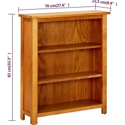 VidaXL Bibliothèque à 3 étagères 70 x 22,5 x 82cm Bois de chêne massif