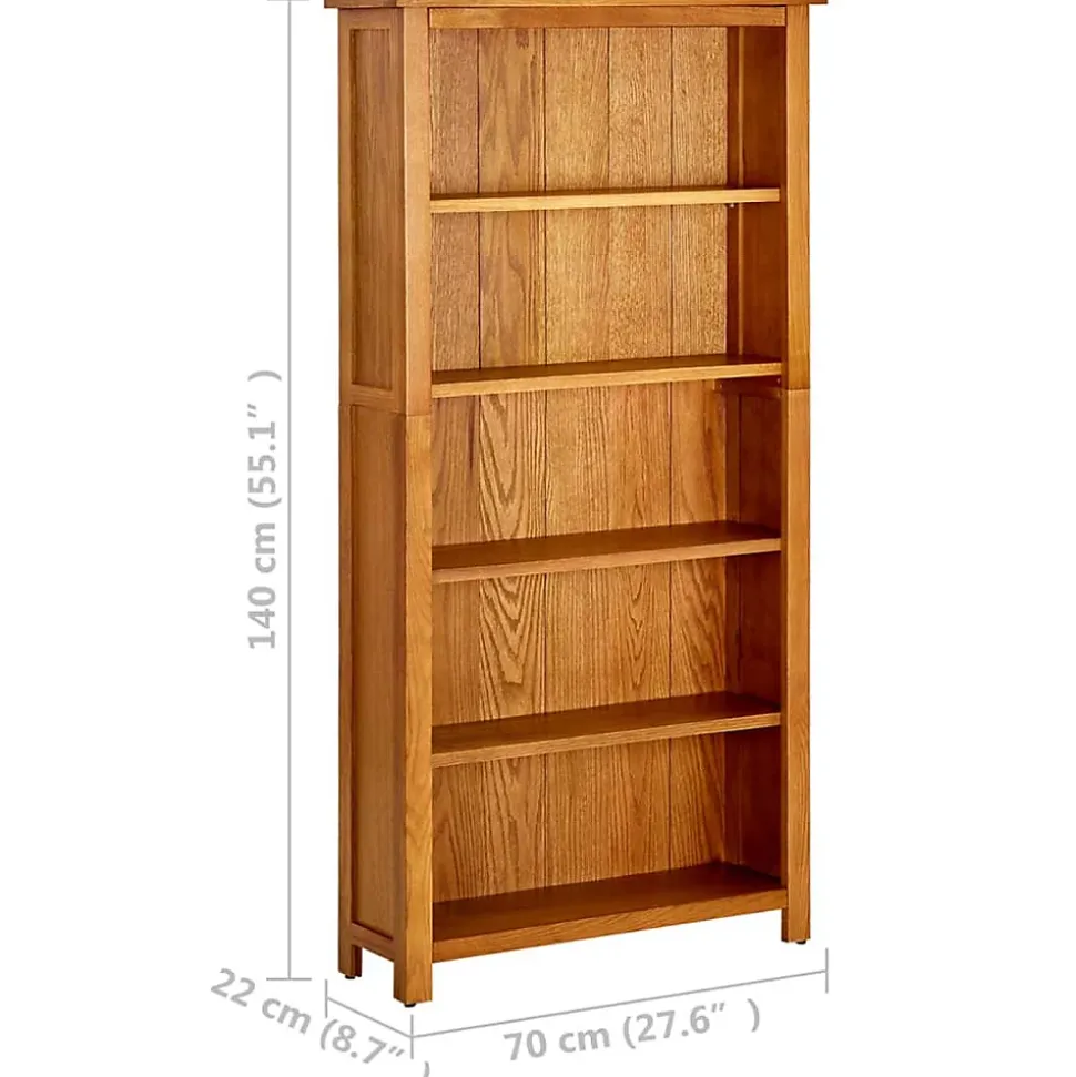 VidaXL Bibliothèque à 5 étagères 70x22x140 cm Bois de chêne massif