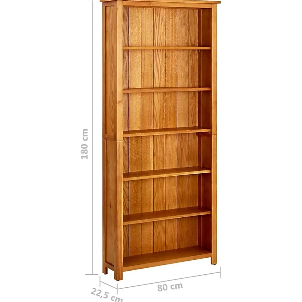 VidaXL Bibliothèque à 6 étagères 80x22,5x180 cm Bois de chêne massif