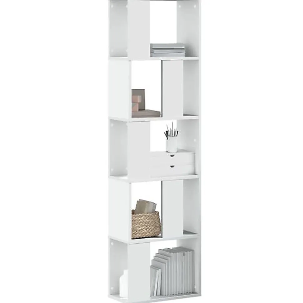 vidaXL Bibliothèque 5 niveaux blanc 45x23,5x162,5 cm bois d'ingénierie, étagère, étagère à livres, support de livre, armoire 85278