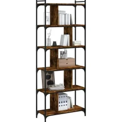 VidaXL Bibliothèque 6 niveaux chêne fumé 76x32x192cm bois d'ingénierie 833947
