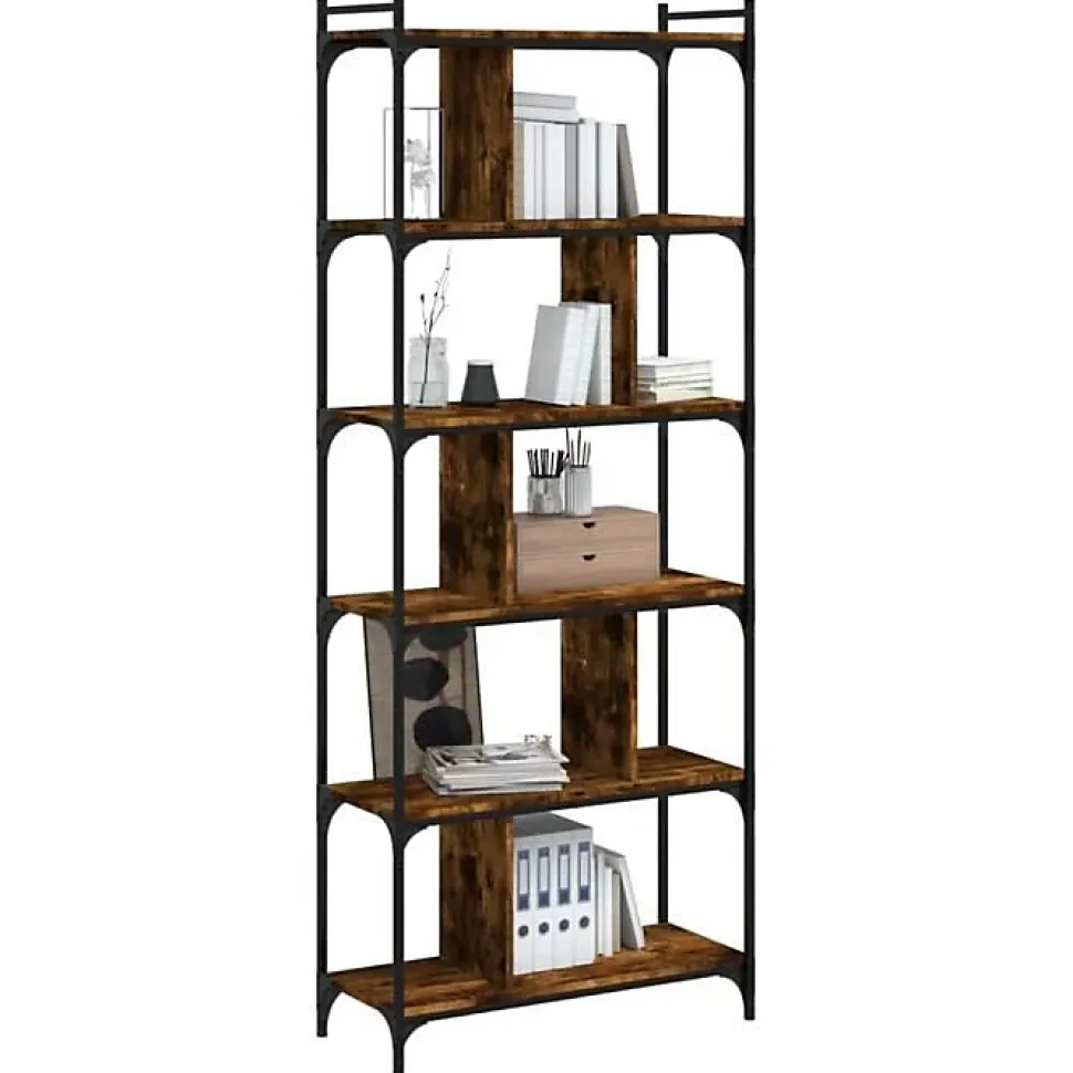VidaXL Bibliothèque 6 niveaux chêne fumé 76x32x192cm bois d'ingénierie 833947