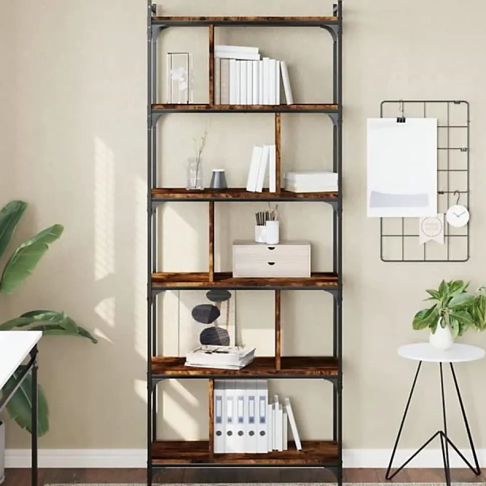 VidaXL Bibliothèque 6 niveaux chêne fumé 76x32x192cm bois d'ingénierie 833947