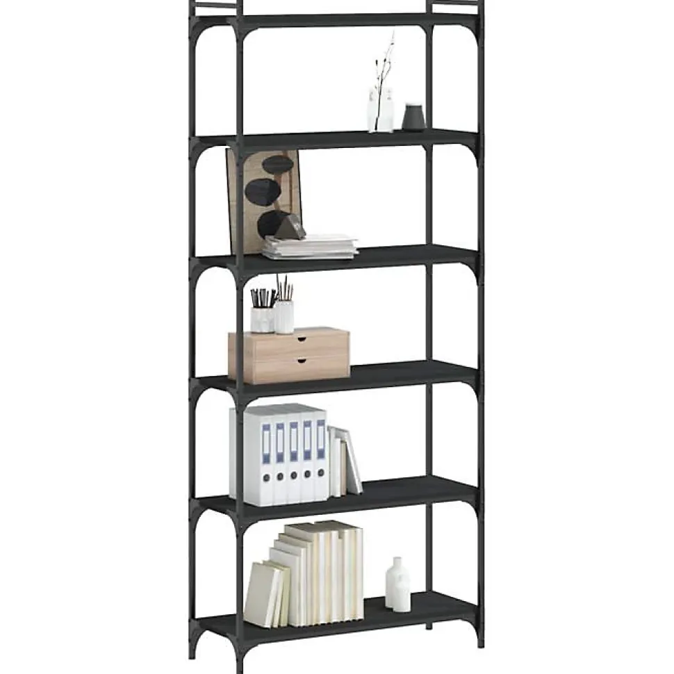 VidaXL Bibliothèque 6 niveaux noir 80x30x188 cm bois d'ingénierie 837682