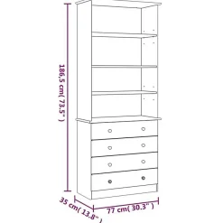 vidaXL Bibliothèque avec tiroirs ALTA 77x35x186,5cm bois massif de pin 353953