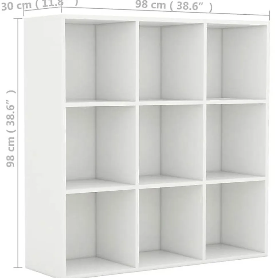 vidaXL Bibliothèque Blanc 98x30x98 cm Aggloméré