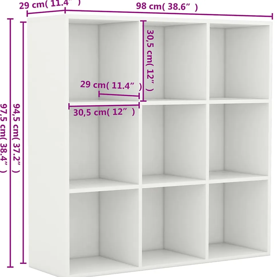 vidaXL Bibliothèque Blanc 98x30x98 cm Aggloméré