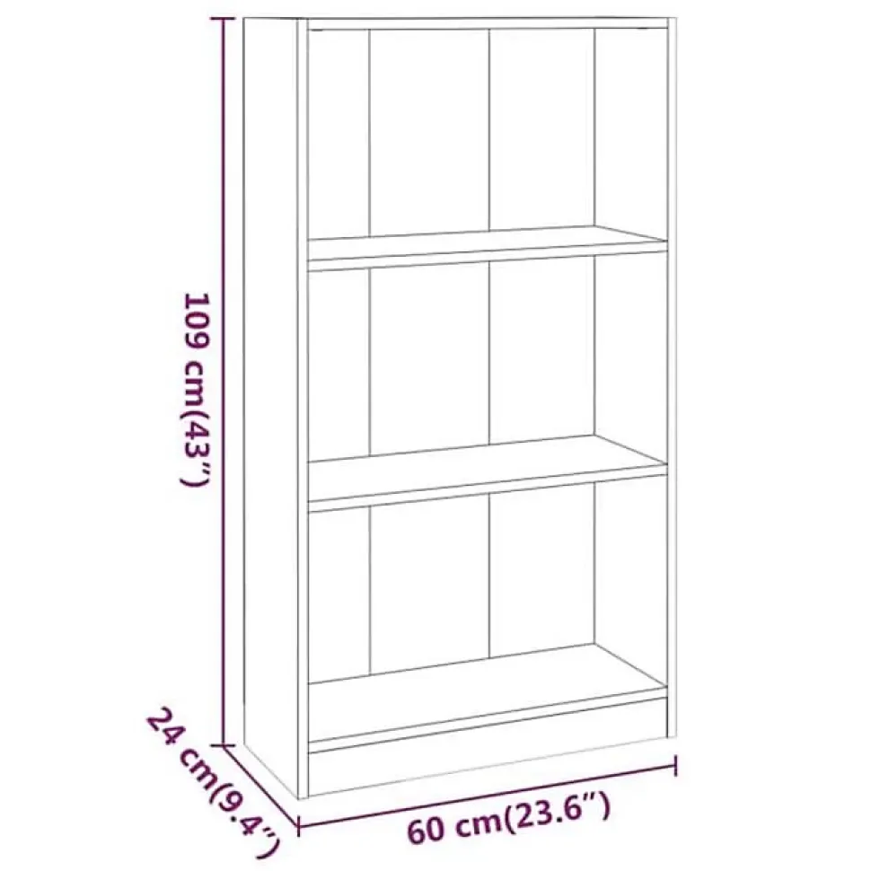 VidaXL Bibliothèque Chêne fumé 60x24x109 cm Bois d'ingénierie 815087