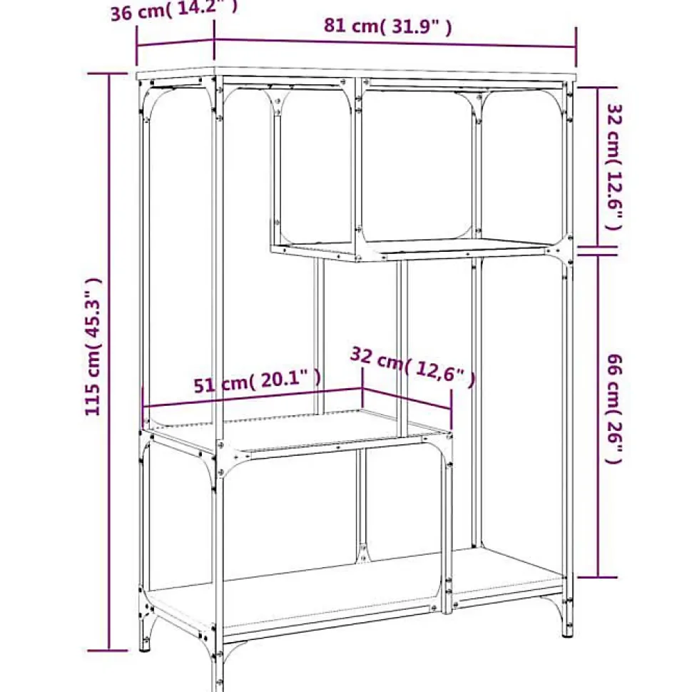VidaXL Bibliothèque chêne sonoma 81x36x115 cm bois ingénierie et acier 835406