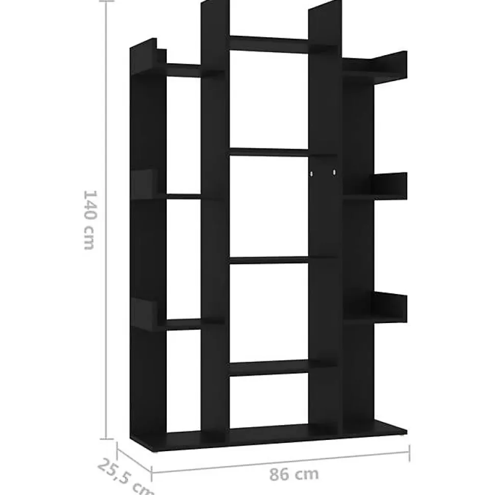 VidaXL Bibliothèque Noir 86x25,5x140 cm Aggloméré