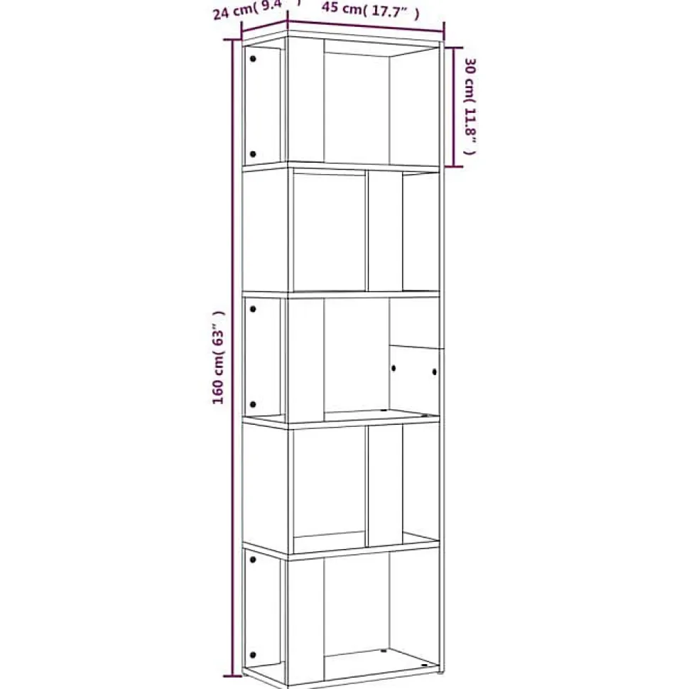 VidaXL Bibliothèque Sonoma gris 45x24x160 cm Bois d'ingénierie 826376