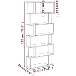 VidaXL Bibliothèque-Cloison Chêne fumé 80x24x192 cm Bois d'ingénierie 816059
