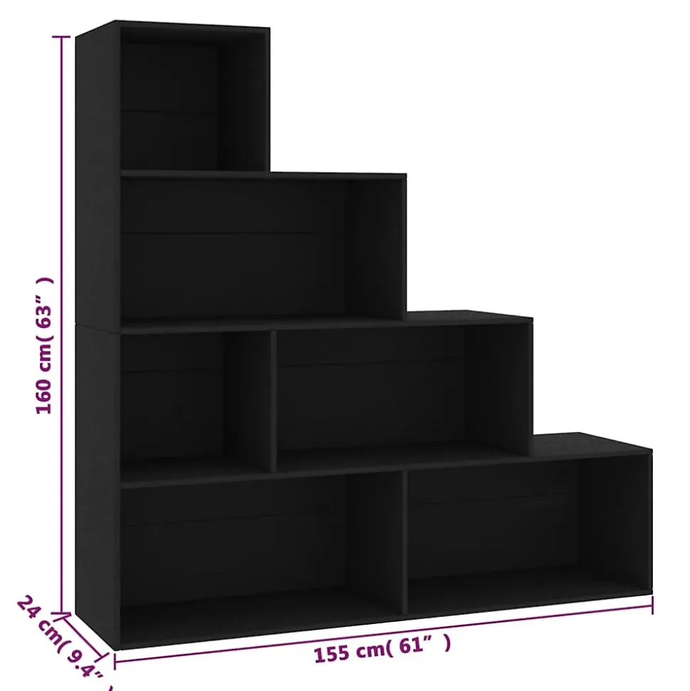 VidaXL Bibliothèque/Séparateur de pièce Noir 155x24x160 cm Aggloméré