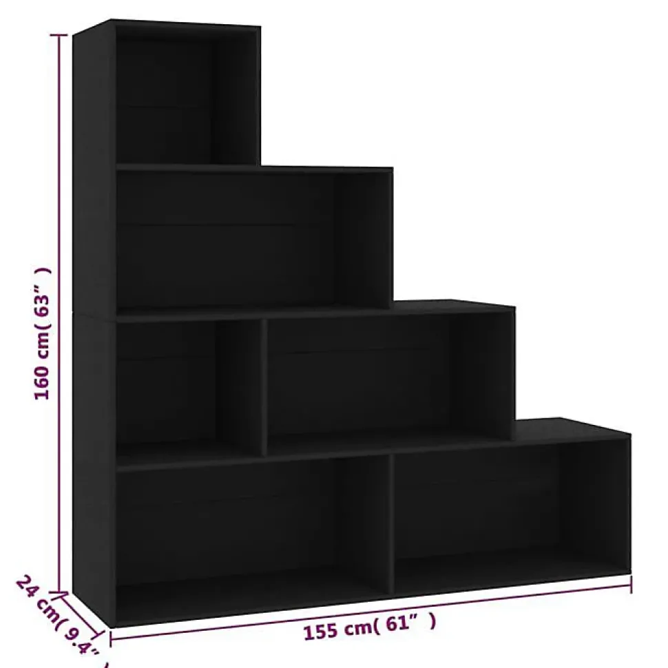 VidaXL Bibliothèque/Séparateur de pièce Noir 155x24x160 cm Aggloméré