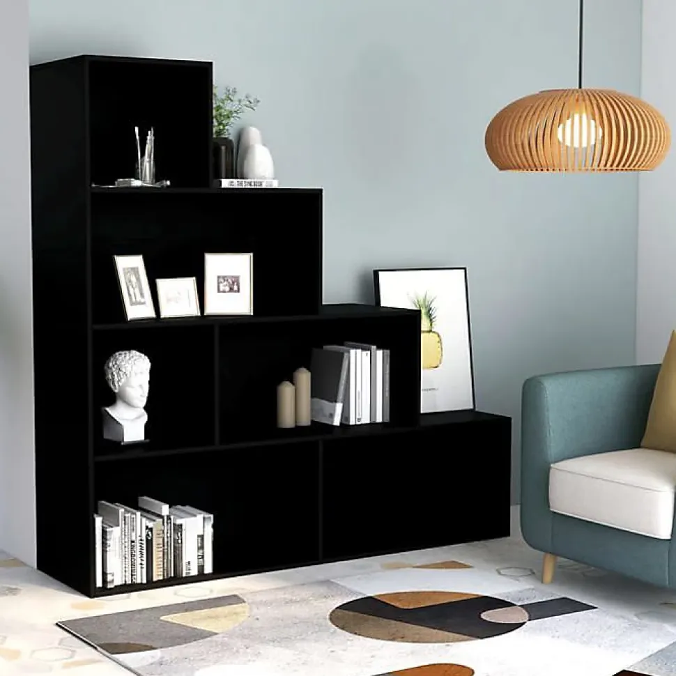 VidaXL Bibliothèque/Séparateur de pièce Noir 155x24x160 cm Aggloméré