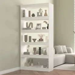 VidaXL Bibliothèque-Séparateur de pièce Blanc 80x30x167,4cm Pin solide