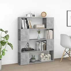 VidaXL Bibliothèque-Séparateur de pièce Gris béton 100x24x124 cm