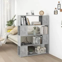 VidaXL Bibliothèque-Séparateur de pièce Gris béton 100x24x124 cm