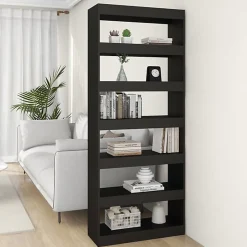 VidaXL Bibliothèque/Séparateur de pièce noir bois d'ingénierie 811728