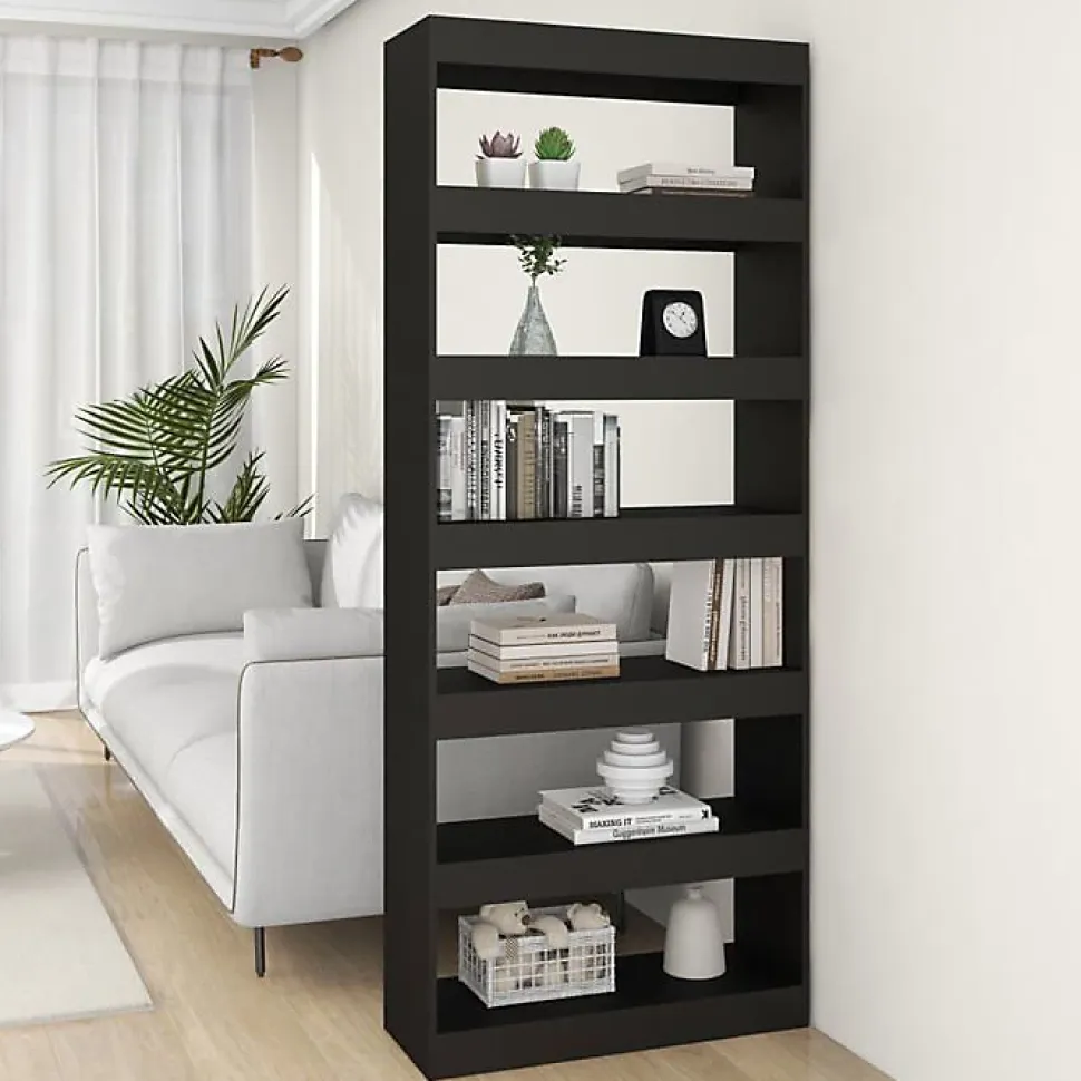 VidaXL Bibliothèque/Séparateur de pièce noir bois d'ingénierie 811728