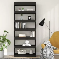 VidaXL Bibliothèque/Séparateur de pièce noir bois d'ingénierie 811728