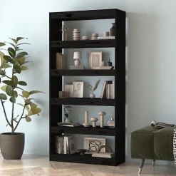 VidaXL Bibliothèque-Séparateur de pièce Noir 80x30x167,4 cm Pin solide