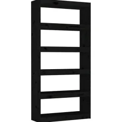VidaXL Bibliothèque-Séparateur de pièce Noir 80x30x167,4 cm Pin solide