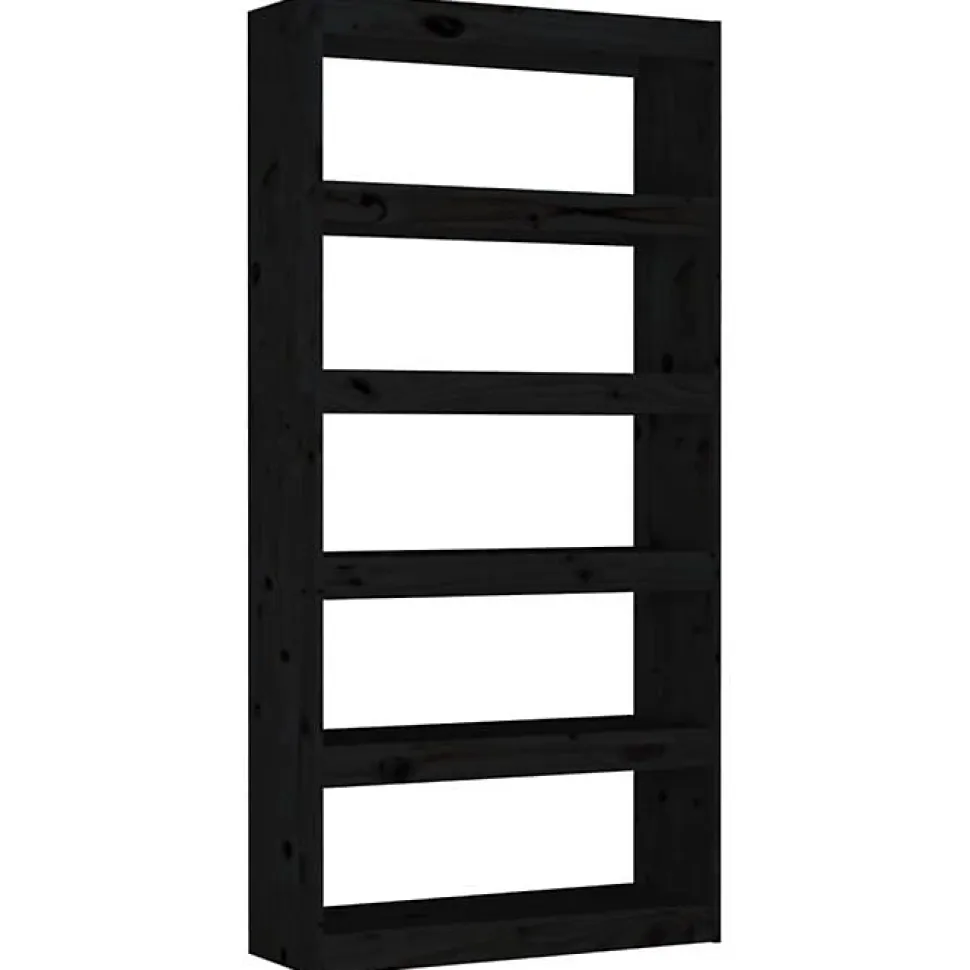 VidaXL Bibliothèque-Séparateur de pièce Noir 80x30x167,4 cm Pin solide