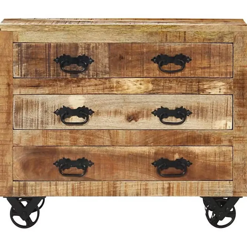 vidaXL Buffet avec 3 tiroirs 80x30x65 cm bois de manguier brut massif 351690