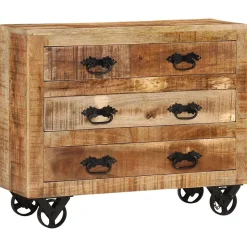 vidaXL Buffet avec 3 tiroirs 80x30x65 cm bois de manguier brut massif 351690