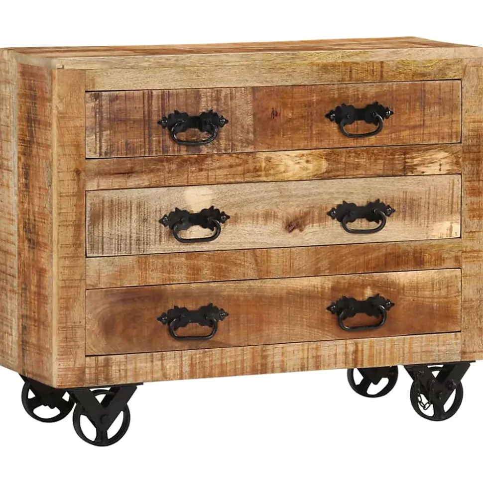 vidaXL Buffet avec 3 tiroirs 80x30x65 cm bois de manguier brut massif 351690