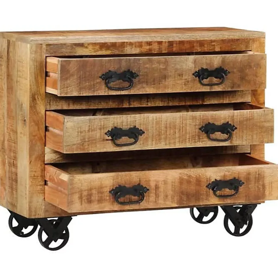 vidaXL Buffet avec 3 tiroirs 80x30x65 cm bois de manguier brut massif 351690