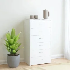 vidaXL Buffet avec 6 tiroirs Blanc 50x34x96 cm Aggloméré