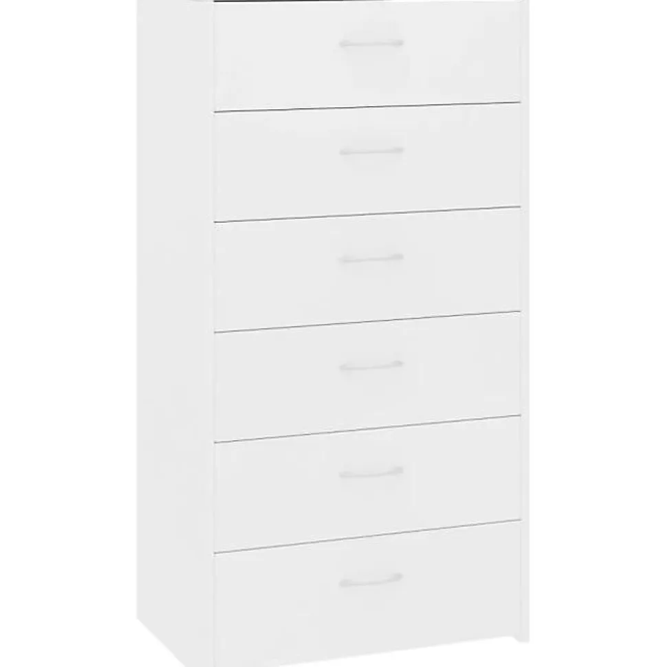 vidaXL Buffet avec 6 tiroirs Blanc 50x34x96 cm Aggloméré