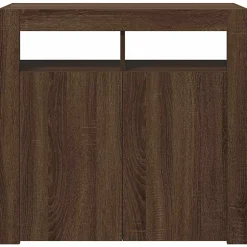 vidaXL Buffet avec Lumières LED Armoire de Rangement Organisateur de Maison Meuble de Salle de Séjour Salon Intérieur Chêne 815731