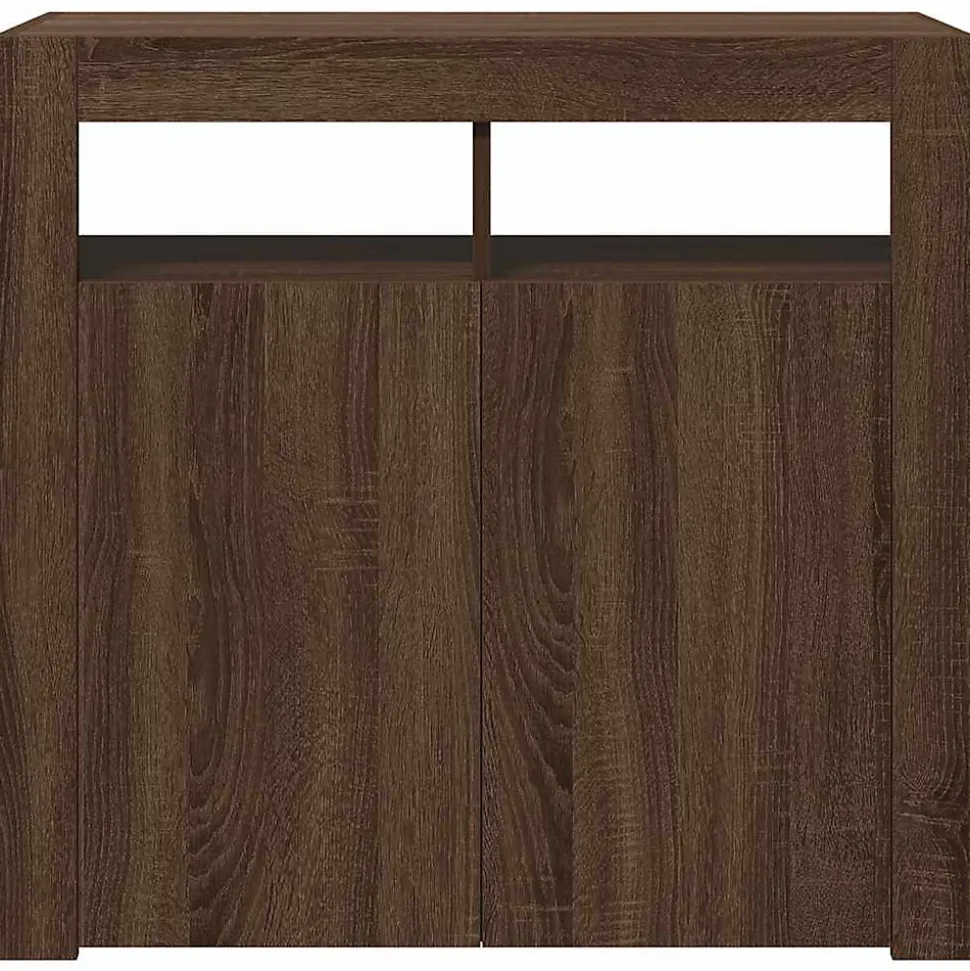 vidaXL Buffet avec Lumières LED Armoire de Rangement Organisateur de Maison Meuble de Salle de Séjour Salon Intérieur Chêne 815731