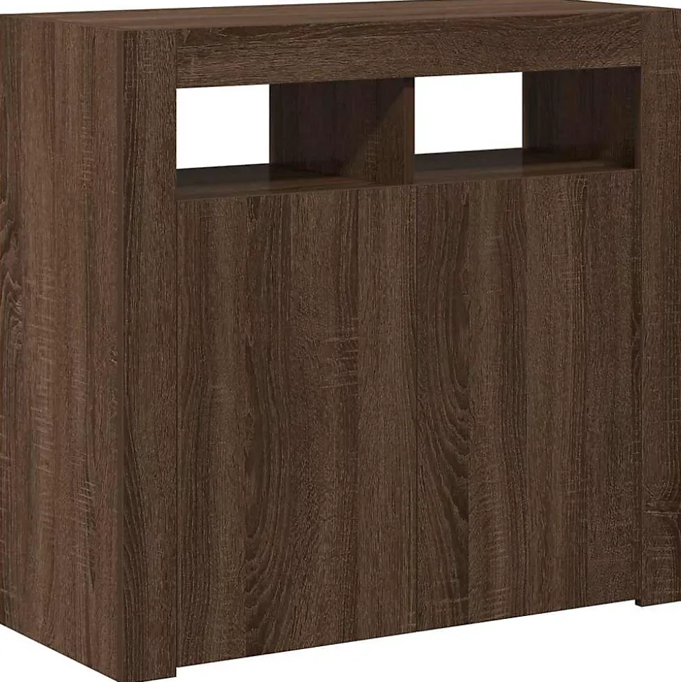 vidaXL Buffet avec Lumières LED Armoire de Rangement Organisateur de Maison Meuble de Salle de Séjour Salon Intérieur Chêne 815731