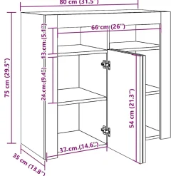 vidaXL Buffet avec Lumières LED Armoire de Rangement Organisateur de Maison Meuble de Salle de Séjour Salon Intérieur Chêne 815731