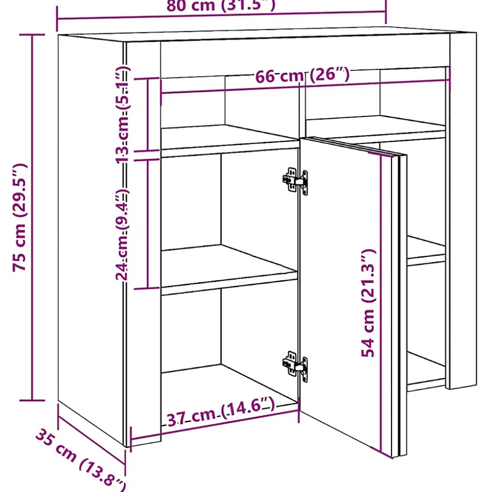 vidaXL Buffet avec Lumières LED Armoire de Rangement Organisateur de Maison Meuble de Salle de Séjour Salon Intérieur Chêne 815731