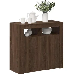 vidaXL Buffet avec Lumières LED Armoire de Rangement Organisateur de Maison Meuble de Salle de Séjour Salon Intérieur Chêne 815731