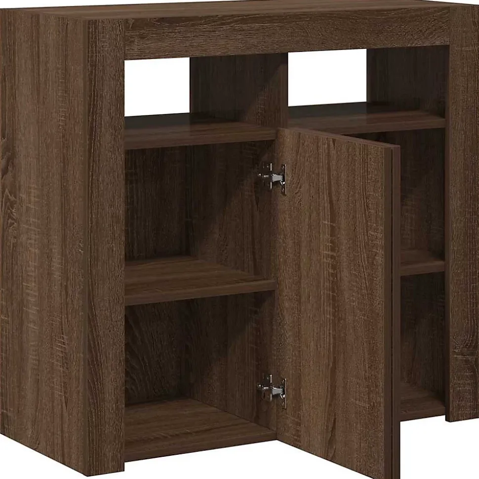 vidaXL Buffet avec Lumières LED Armoire de Rangement Organisateur de Maison Meuble de Salle de Séjour Salon Intérieur Chêne 815731