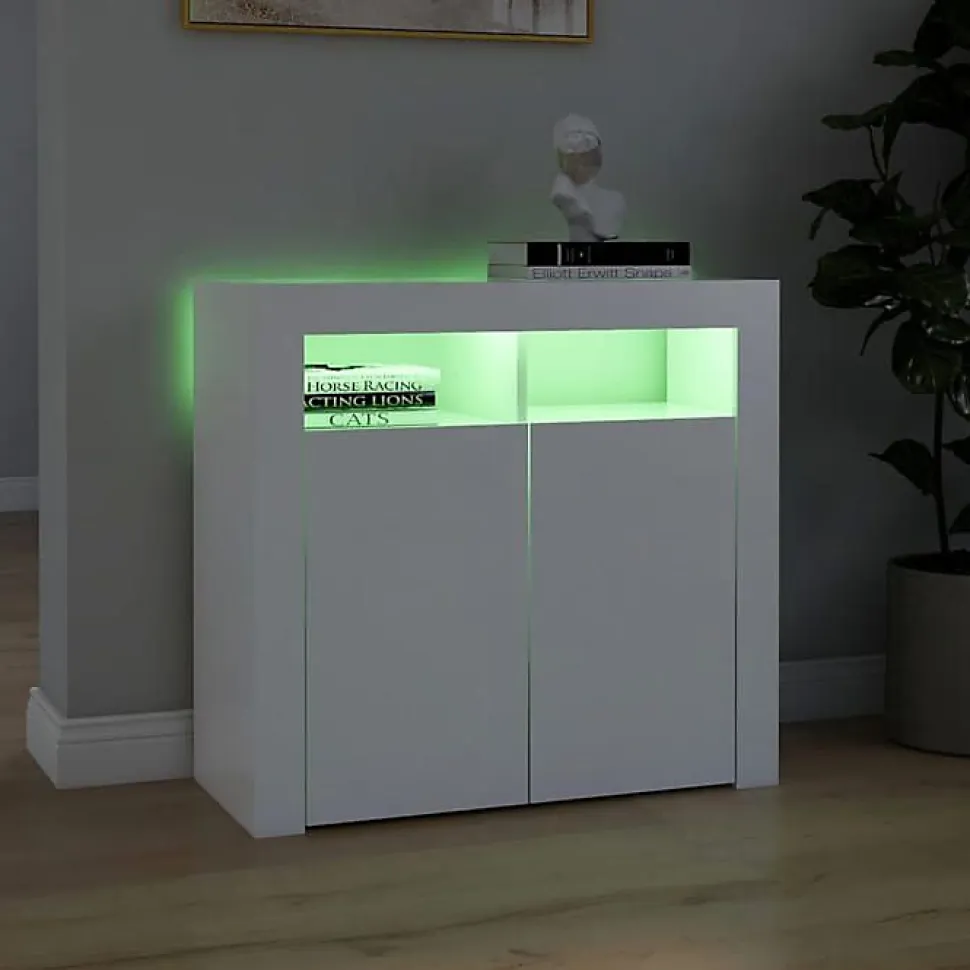 vidaXL Buffet avec Lumières LED, Meuble de Rangement, Armoire de Rangement, Organisateur de Salon Salle de Séjour Intérieur, 80432