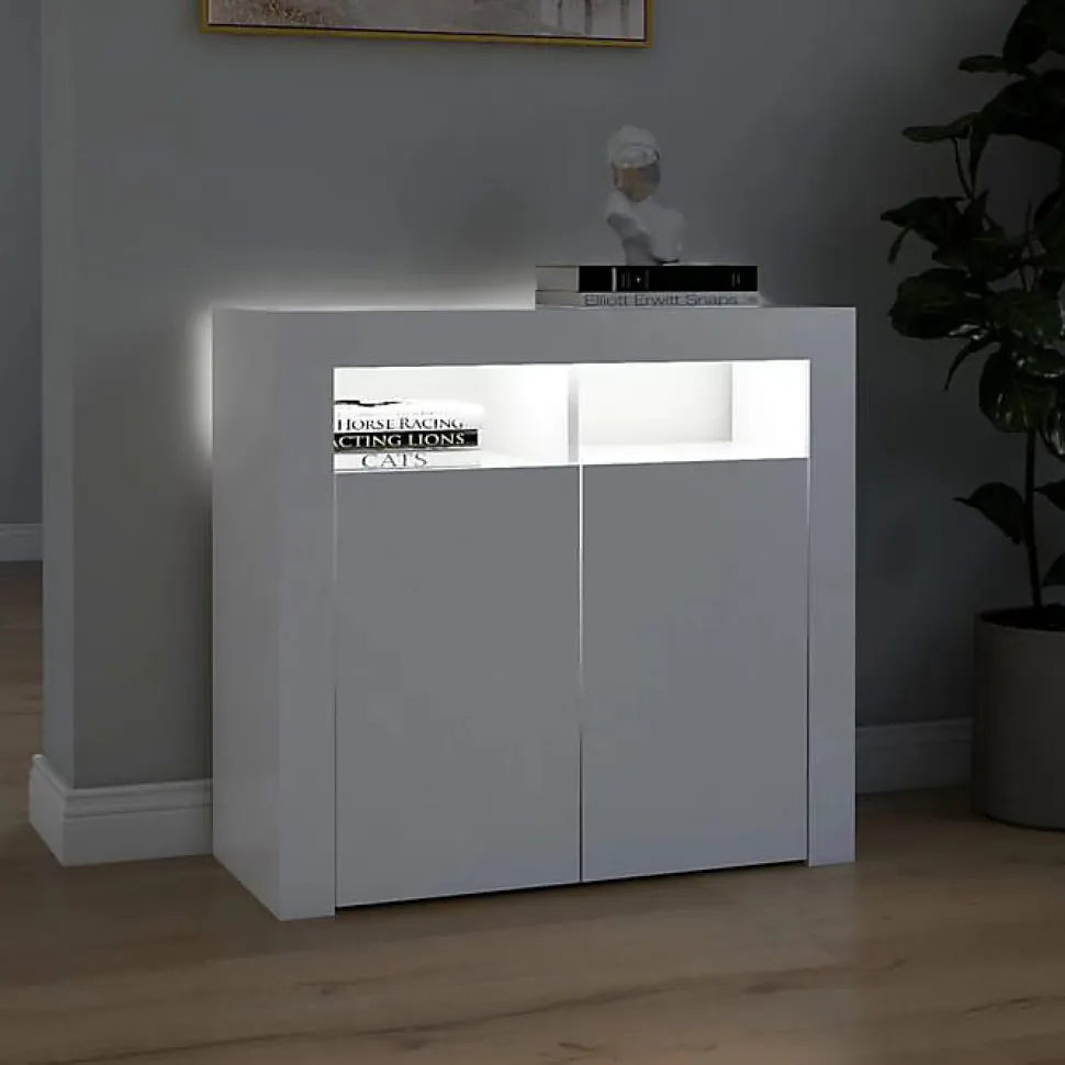 vidaXL Buffet avec Lumières LED, Meuble de Rangement, Armoire de Rangement, Organisateur de Salon Salle de Séjour Intérieur, 80432